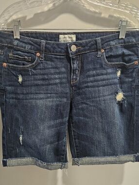 Aeropostale Women's Dark Blue Distressed Boyfriend Jeans Shorts